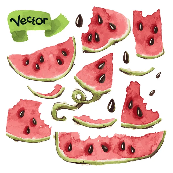 Watermeloen Slices Set — Stockvector