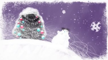 Bir şekilde dekore edilmiş gece Noel ağacı