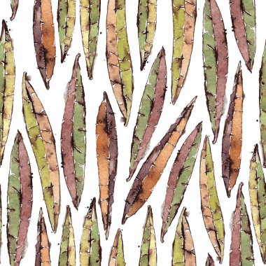 Suluboya söğüt yaprakları ile Seamless Modeli