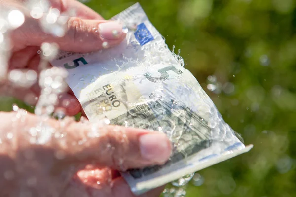 5 euro banknot yıkama.