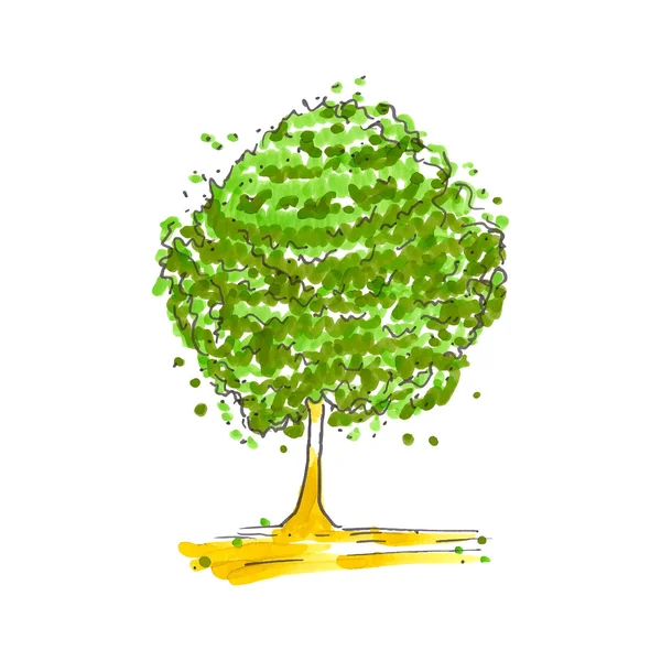 New cartoon style tree icon isolated on white background can use like design element — Stock Vector