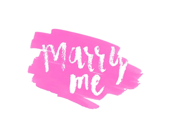 Met me trouwen hand belettering, huwelijk en bruiloft concept, handgemaakte kalligrafie, vector achtergrond — Stockvector