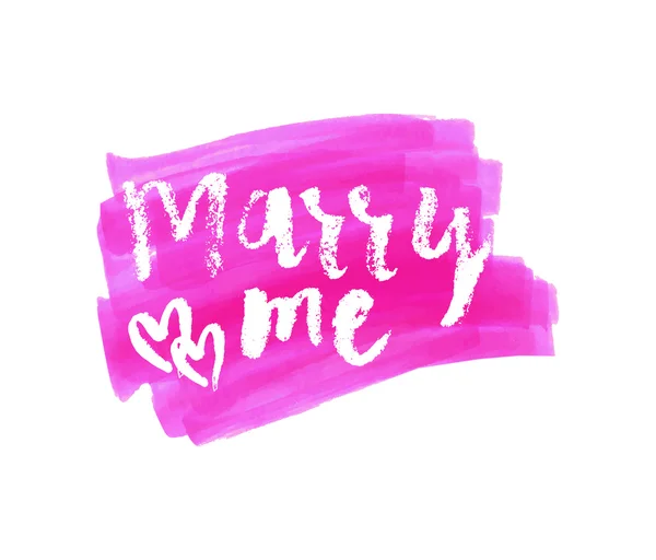 MARRY ME lettering mão, casamento e casamento conceito, caligrafia artesanal, fundo vetor —  Vetores de Stock