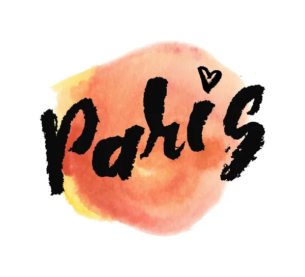 巴黎，墨水手刻字。抽象的水彩标记背景. — 图库矢量图片
