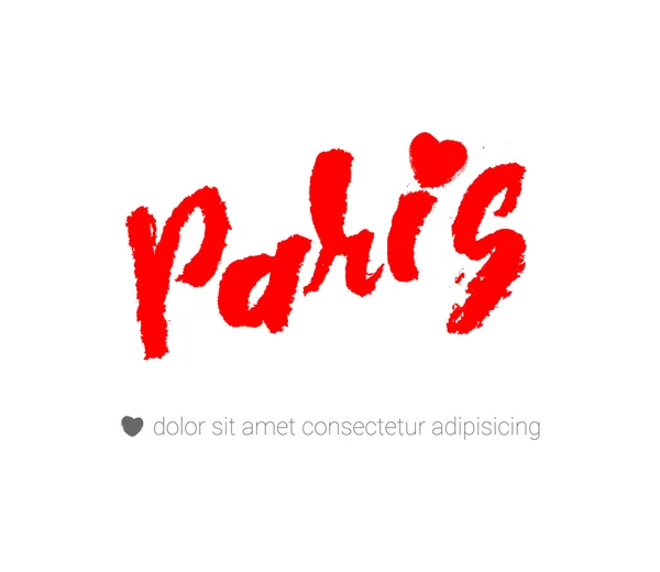Das Wort Paris mit dem Herzen. die handgezeichneten Buchstaben. — Stockvektor