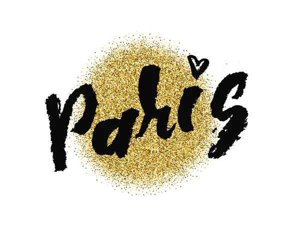 Paris-Karte. Pariser Kalligraphie-Schriftzug mit Gold. — Stockvektor