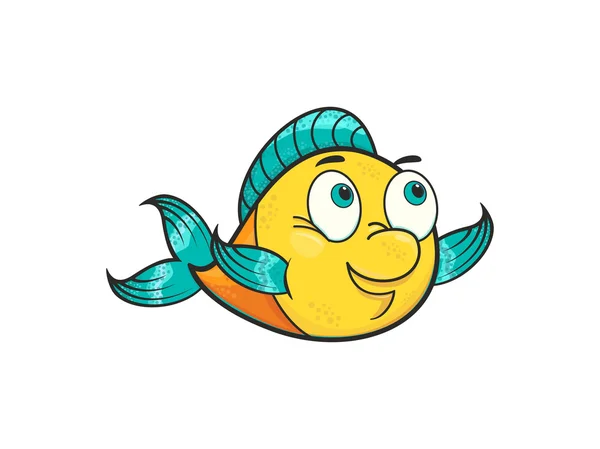 Çizgi film karakteri mutlu altın balık — Stok Vektör
