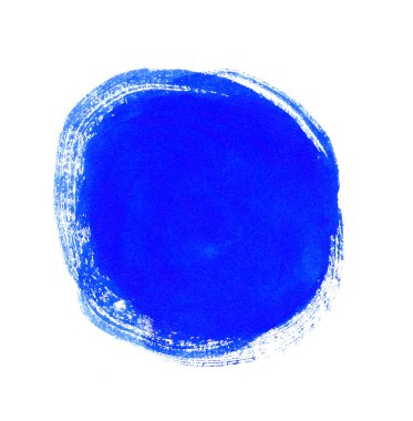 Menekşe Mavi suluboya elle çizilmiş kağıt doku beyaz arka plan üzerinde yuvarlak leke izole. Su damla tasarım öğesi afiş, yazdırma için
