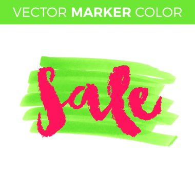 Vektör el yazısı hat yazıt mavi grunge sulu boya leke arka plan - Satılık. Beyaz arka plan üzerinde izole. Satış harflerle işaret.