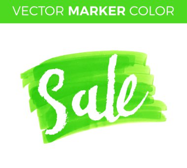 Vektör el yazısı hat yazıt mavi grunge sulu boya leke arka plan - Satılık. Beyaz arka plan üzerinde izole. Satış harflerle işaret.