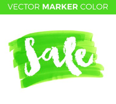 Vektör el yazısı hat yazıt mavi grunge sulu boya leke arka plan - Satılık. Beyaz arka plan üzerinde izole. Satış harflerle işaret.