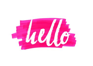 Merhaba. El çizilmiş vektör yazı. Hediye kartları, doğum günü, scrapbooking, bloglar.
