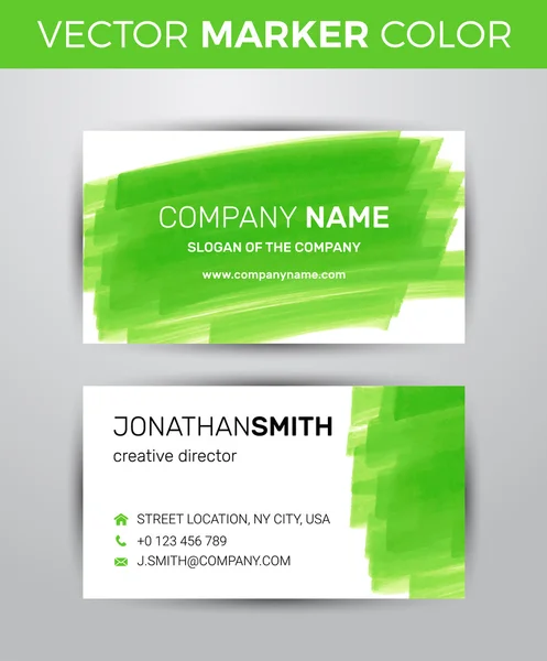 Two sided business card template Orange paint strokes markers Stock Two sided business card template Orange paint strokes markers Stock