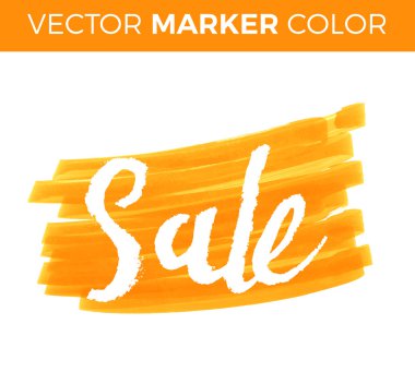 Vektör el yazısı hat yazıt mavi grunge sulu boya leke arka plan - Satılık. Beyaz arka plan üzerinde izole. Satış harflerle işaret.