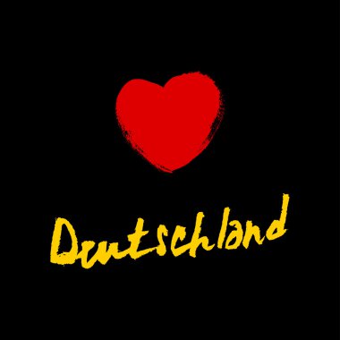 El metin Deutschland çizilmiş. El çizilmiş Alman kartpostal, kart, el ilanı, paket, afiş şablonu. Almanca harf tipografisi.