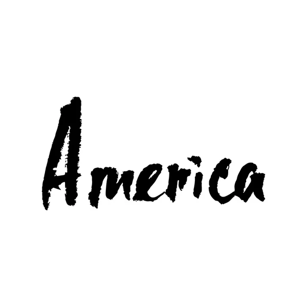 Hand-written word America, vector lettering — Stock Vector