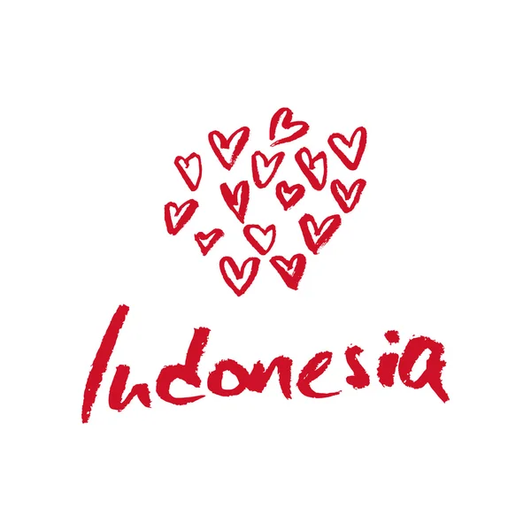 Indonesië, hand belettering vector. Moderne kalligrafie pen en inkt. — Stockvector