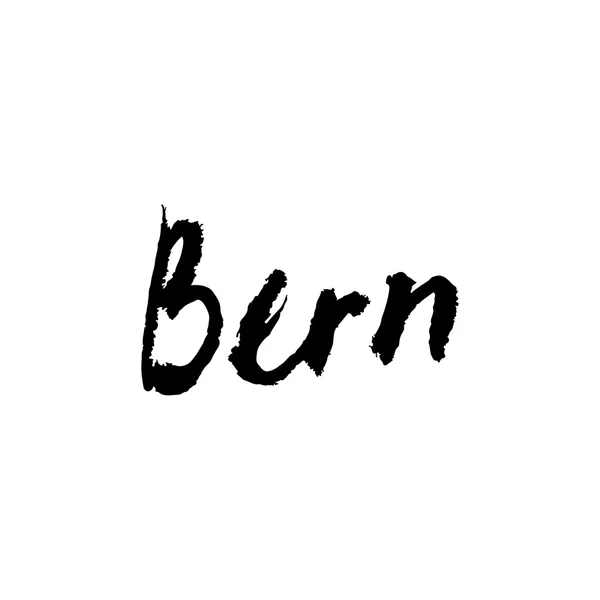 Bern, Schweiz. Handritad bokstäver bakgrund. Bläck illustration. Moderna borste kalligrafi. Isolerad på vit bakgrund. — Stock vektor