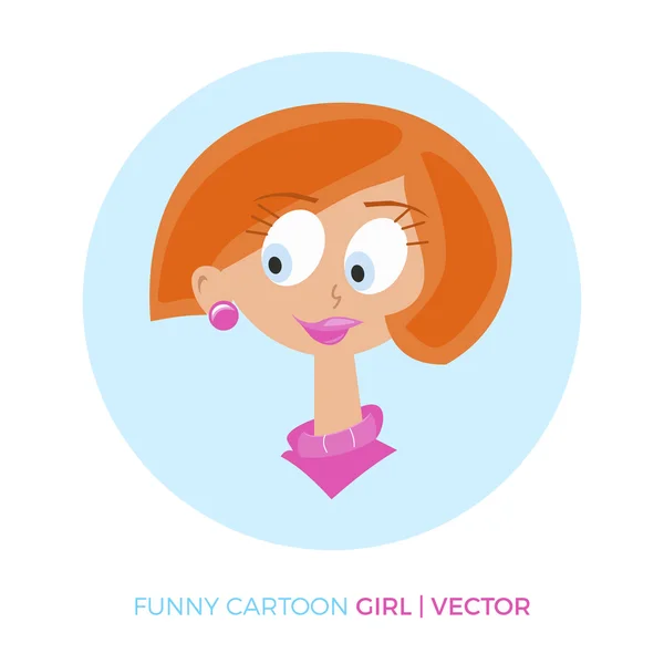 Souriant fille dessin animé amusant — Image vectorielle