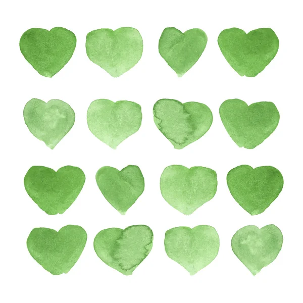 Акварель окрашены зеленым сердцем, элемент для вашего дизайна — стоковое фото