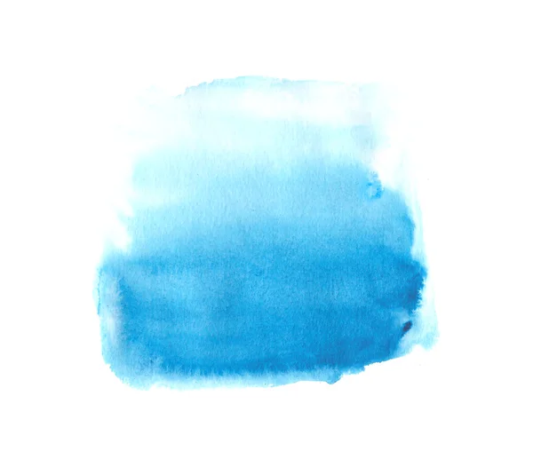 Синий акварель ручной работы текстура бумаги изолированы круглое пятно на белом фоне — стоковое фото