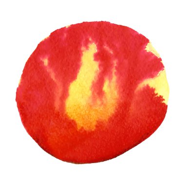 Beyaz arkaplanda izole edilmiş kırmızı suluboya daire