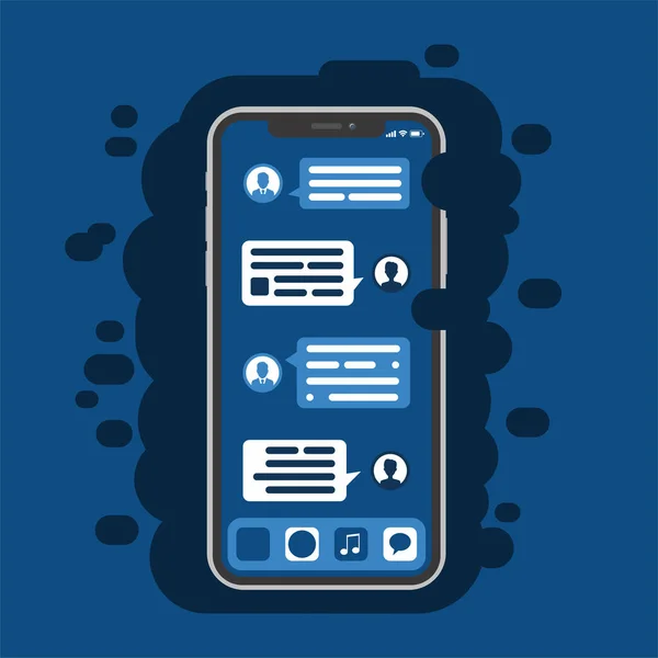Samenstellen Van Dialogen Met Behulp Van Monsters Bellen Smart Phone — Stockvector