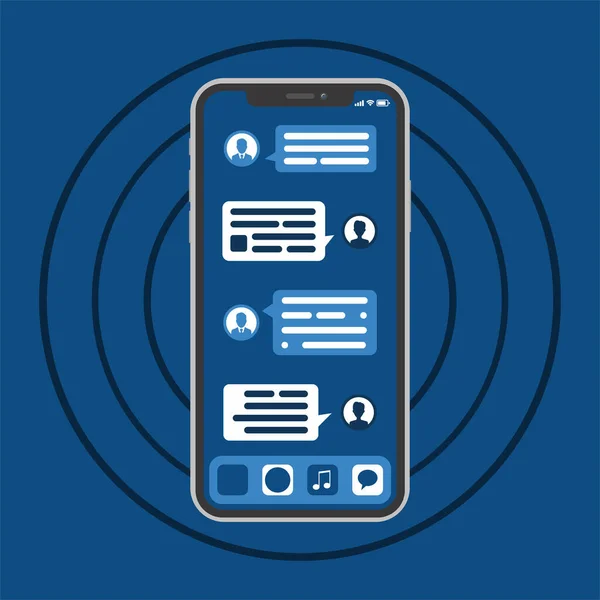 Componer Diálogos Utilizando Burbujas Muestras Teléfono Inteligente Chat Sms Plantilla — Archivo Imágenes Vectoriales