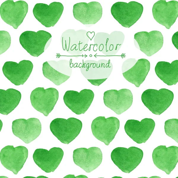 Achtergrond met aquarel groene hart — Stockvector