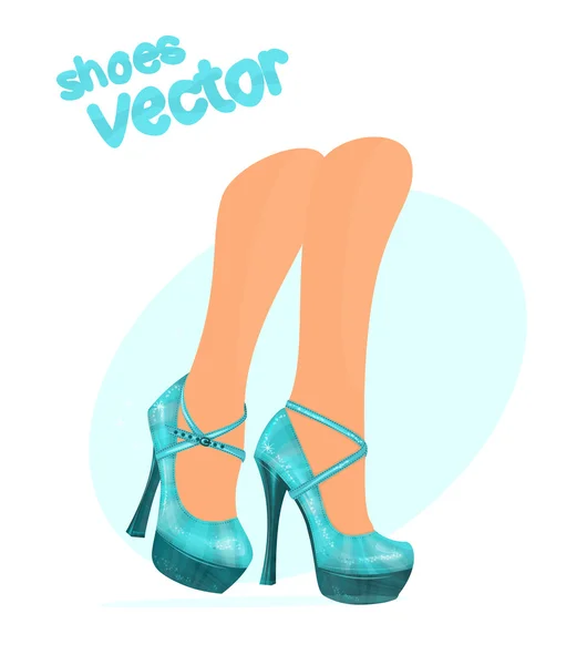 Turkosa skor mode för kvinnor — Stock vektor