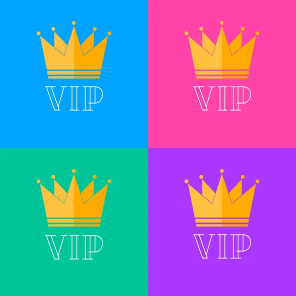 VIP logolar parlak renklerde düz stil ve çizgi stili vektör ayarla — Stok Vektör