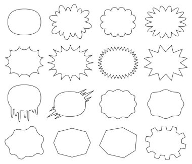 Kuyruksuz komik konuşma baloncukları dizisi - yatay yazmak için küçük etiket - çizgi çizimi, çizgi Stroke, vektör illüstrasyonu