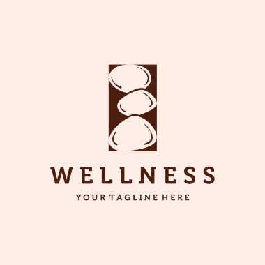 Dengeli Taş veya Dengeli Kaya Logosu Vektör İllüstrasyon Tasarımı. Klasik El Kaya Dengeleyici Logo Şablonu. Basit Modern Minimalist Dengeleyici Zen Taşları İllüstrasyon Logosu.