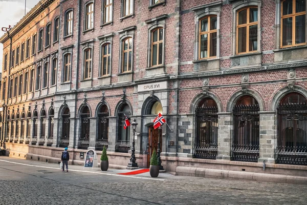 Bergen Norway August 2018 Old Historic Building Opus Xvi Luxury — Stock Photo, Image