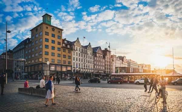 Bergen Noruega Agosto 2018 Vista Paisagem Urbana Verão Casas Portuárias — Fotografia de Stock