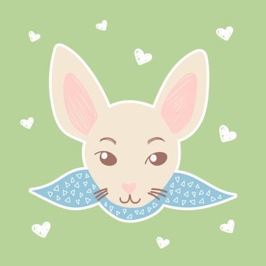 Şirin kedi surat vektör ikonu. Tebrik kartı, etiket, poster için düz stil hayvan çizimi.