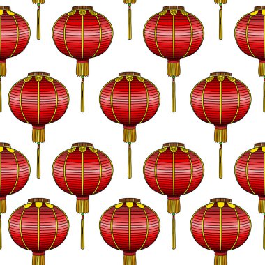 Çin yeni yıl fenerleri. Vektörsüz desen.