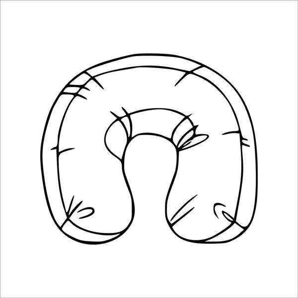Ikona Bazgrołów Poduszce Wektor Ręcznie Rysowane Poduszki Podróży Odizolowanych Ilustracji — Wektor stockowy