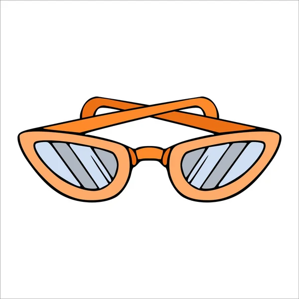 Vektorová Ikona Slunečních Brýlí Izolovaná Ručně Kreslené Letní Brýle Náčrtek — Stockový vektor