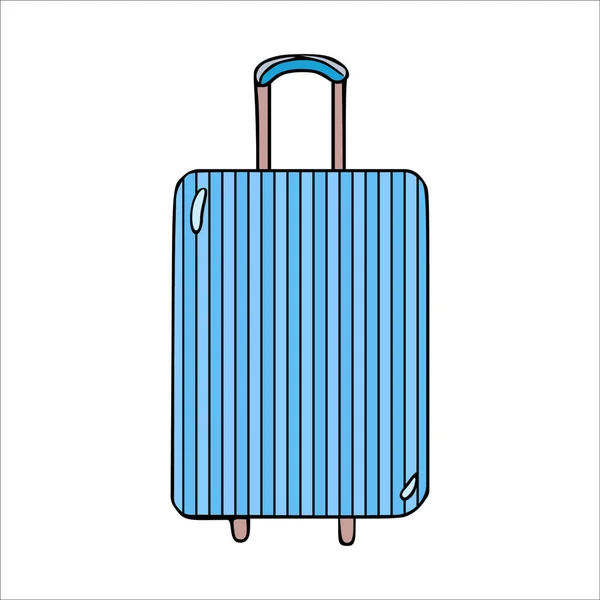 Cartoon Valise Bleue Pour Les Vacances Illustration Été Isolée Vectorielle — Image vectorielle