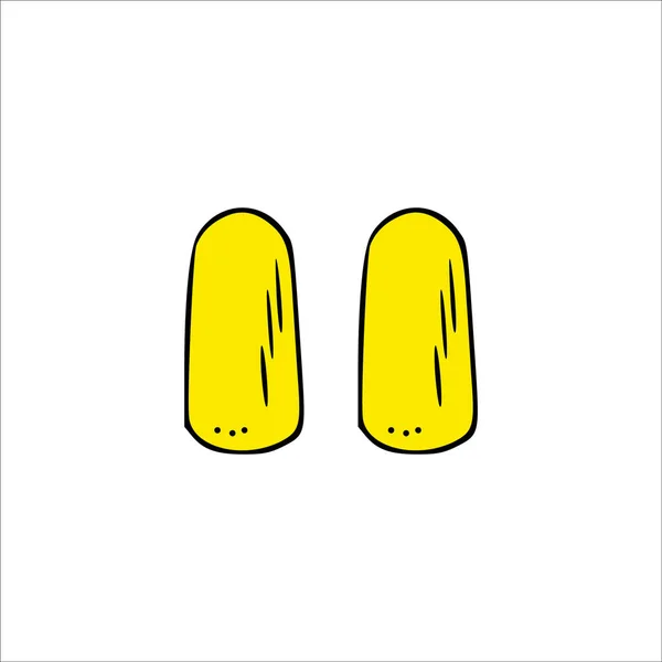 Žluté Špunty Uší Ikona Karikatury Vektorové Izolované Ilustrace Hluku Ochrany — Stockový vektor