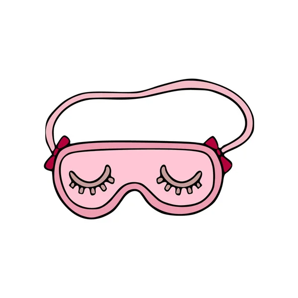 Sleeping Mask Pink Cartoon Icon Vector Accessory Sleep Trip Isolated — Stock Vector