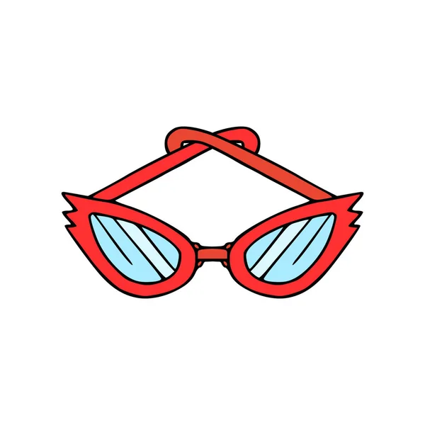 Červené Stylové Dámské Sluneční Brýle Kresleném Stylu Izolovaná Vektorová Ilustrace — Stockový vektor