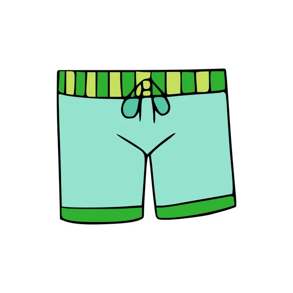 Pantaloncini Verdi Uomo Intimo Estivo Illustrazione Vettoriale Isolata Stile Cartone — Vettoriale Stock