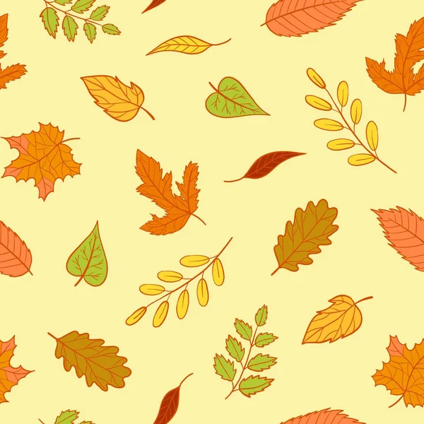 Automne Motif Sans Couture Avec Des Feuilles Colorées Illustration Vectorielle — Image vectorielle