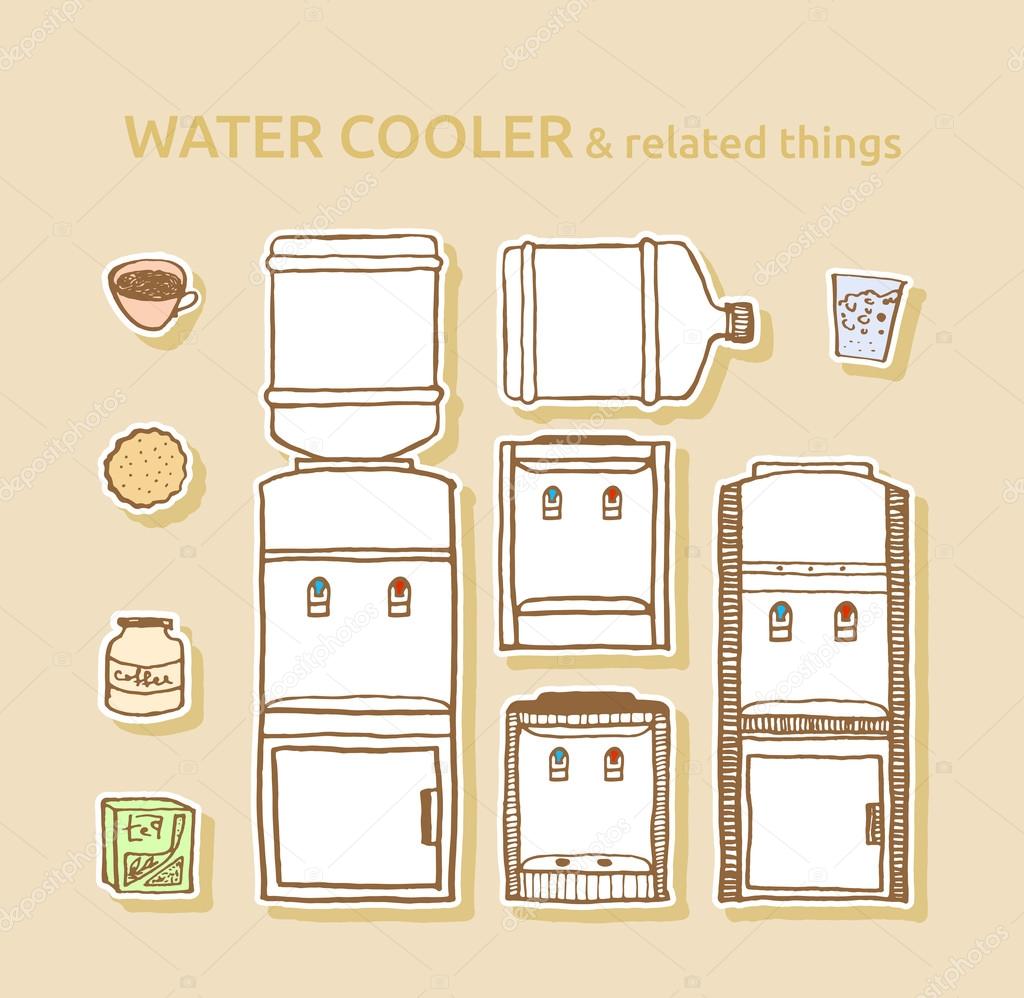 Set of bottled water coolers