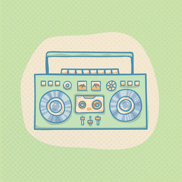 Boombox con cassette — Vector de stock