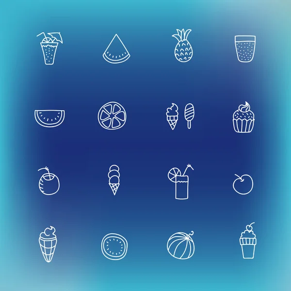 Zomer vector icon set, met de hand getekende ontwerpelement — Stockvector