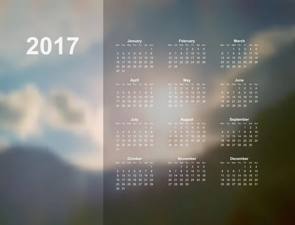 Kalender maandelijkse 2017 — Stockvector