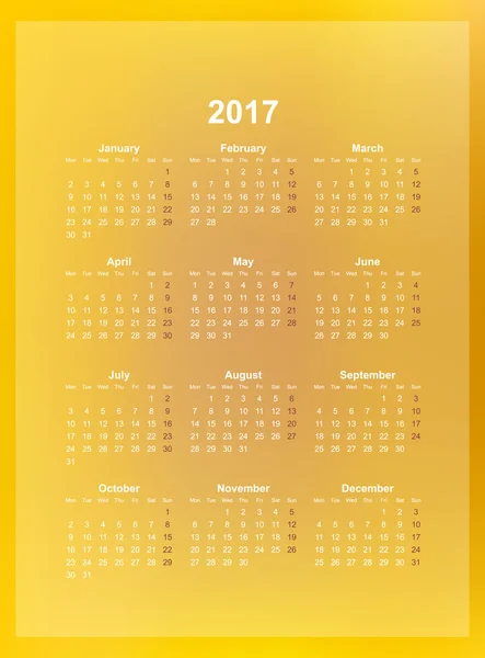 Calendario mensual 2017 — Vector de stock